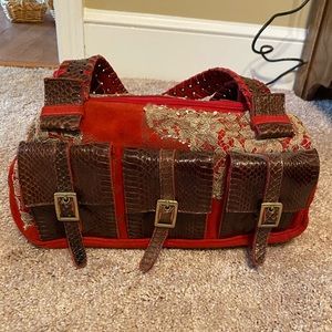 Very fun unique red suede bag